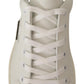 Dolce & Gabbana White Suede Leather Mens Low Tops Sneakers