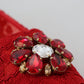 Dolce & Gabbana Red Taormina Crystals Loafers Flats Shoes