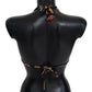 Dolce & Gabbana Black Seashells Print Halter Swimwear Bikini Tops