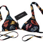 Dolce & Gabbana Black Seashells Print Halter Swimwear Bikini Tops