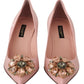 Dolce & Gabbana Pink Leather Crystal Heels Pumps Heels Shoes