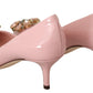 Dolce & Gabbana Pink Leather Crystal Heels Pumps Heels Shoes