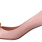 Dolce & Gabbana Pink Leather Crystal Heels Pumps Heels Shoes