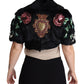 Dolce & Gabbana Black Rabbit Fur Crystals Sequin Coat