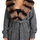 Dolce & Gabbana Gray Cardigan Fur Coat Cashmere Jacket