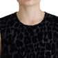 Dolce & Gabbana Black Leopard Shift Mini Polyester Dress