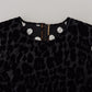 Dolce & Gabbana Black Leopard Shift Mini Polyester Dress