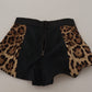 Dolce & Gabbana Brown Leopard Silk Stretch Hot Pants Shorts