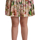 Dolce & Gabbana Pink Floral Print Silk High Waist Mini Skirt