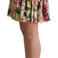 Dolce & Gabbana Pink Floral Print Silk High Waist Mini Skirt