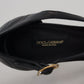 Dolce & Gabbana Black Leather Gold Devotion Heart Sandals Shoes