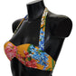Dolce & Gabbana Yellow Floral Print Swimsuit Beachwear Bikini Tops