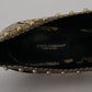 Dolce & Gabbana Gold Crystal Square Toe Brocade Pumps Shoes