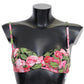 Dolce & Gabbana Pink Floral Print Swimsuit Beachwear Bikini Tops