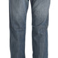 Just Cavalli Blue Washed Cotton Low Waist Slim Fit Denim Pants
