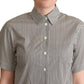 Dolce & Gabbana White Black Striped Cotton Shirt