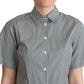 Dolce & Gabbana White Green Cotton Check Shirt Blouse Top