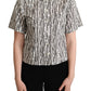 Dolce & Gabbana White Floral Collared Blouse Shirt
