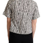Dolce & Gabbana White Floral Collared Blouse Shirt