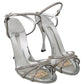 Dolce & Gabbana Silver Crystal Ankle Strap Sandals Shoes