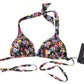Dolce & Gabbana Black Floral Print Swimsuit Beachwear Bikini Tops