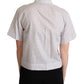 Dolce & Gabbana White Gray Polka Dots Collared Button Shirt