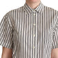 Dolce & Gabbana White Black Striped Shirt Blouse Top