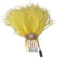 Dolce & Gabbana Gold Brass Clear Crystal Feather Comb Hair Grip Stick