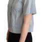 Dolce & Gabbana White Blue Polka Dot Cotton Shirt