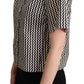 Dolce & Gabbana Black White Zigzag Collar Cotton Top Shirt