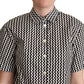 Dolce & Gabbana Black White Zigzag Collar Cotton Top Shirt