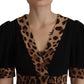 Dolce & Gabbana Black Leopard A-line Knee Length Dress