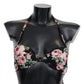 Dolce & Gabbana Black Roses Print Swimsuit Beachwear Bikini Tops