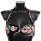 Dolce & Gabbana Black Roses Print Swimsuit Beachwear Bikini Tops