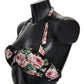 Dolce & Gabbana Black Roses Print Swimsuit Beachwear Bikini Tops