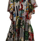 Dolce & Gabbana Multicolor Maxi Kaftan Patchwork Poplin Floral Dress