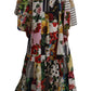 Dolce & Gabbana Multicolor Maxi Kaftan Patchwork Poplin Floral Dress