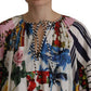 Dolce & Gabbana Multicolor Maxi Kaftan Patchwork Poplin Floral Dress
