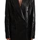 Dolce & Gabbana Black Double Breasted Coat Leather Jacket
