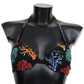 Dolce & Gabbana Black Corals Print Women Beachwear Bikini Tops