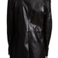Dolce & Gabbana Black Double Breasted Coat Leather Jacket