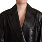 Dolce & Gabbana Black Double Breasted Coat Leather Jacket