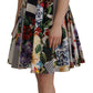 Dolce & Gabbana Multicolor Pachwork Poplin Floral A-Line Mini Flared Dress