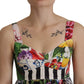 Dolce & Gabbana Multicolor Pachwork Poplin Floral A-Line Mini Flared Dress