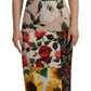 Dolce & Gabbana Multicolor Floral Sheath Midi Silk Dress