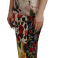 Dolce & Gabbana Multicolor Floral Sheath Midi Silk Dress