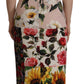 Dolce & Gabbana Multicolor Floral Sheath Midi Silk Dress