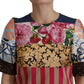 Dolce & Gabbana Multicolor Pachwork Floral Sheath Jaquard Mini Gown Dress