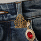 Dolce & Gabbana Blue Denim Crystal Embellished Pants Jeans