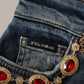 Dolce & Gabbana Blue Denim Crystal Embellished Pants Jeans
